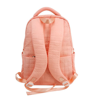 Pink Emboss School Bags Backpack Vật liệu polyester nylon với vỏ bút chì