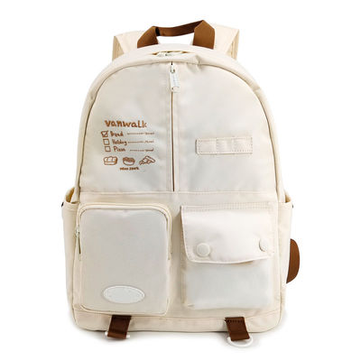 Đồ đạc trường học thời trang màu beige Ba lô ba lô kiểu thường xuyên 16.5 inch kích thước