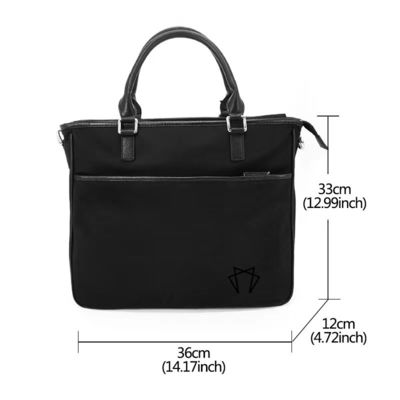 Polyester vải lót Crossbody Tote túi xách màu đen đa chức năng