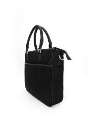 Polyester vải lót Crossbody Tote túi xách màu đen đa chức năng