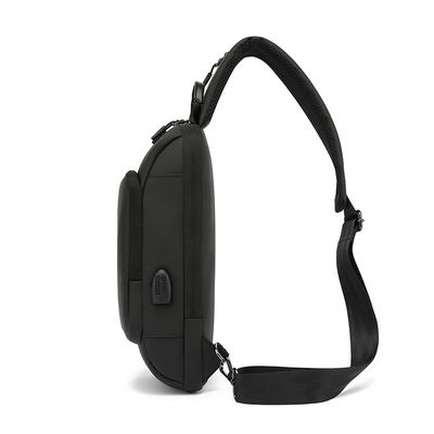 Túi vai polyester unisex ngược, Black Crossbody Casual Bag với túi sau