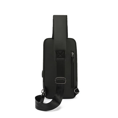 Túi vai polyester unisex ngược, Black Crossbody Casual Bag với túi sau