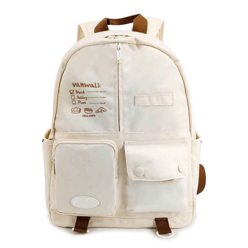 Đồ đạc trường học thời trang màu beige Ba lô ba lô kiểu thường xuyên 16.5 inch kích thước