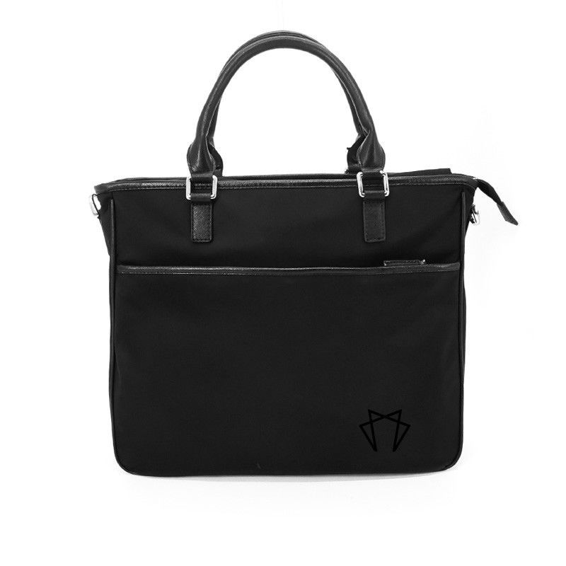Polyester vải lót Crossbody Tote túi xách màu đen đa chức năng