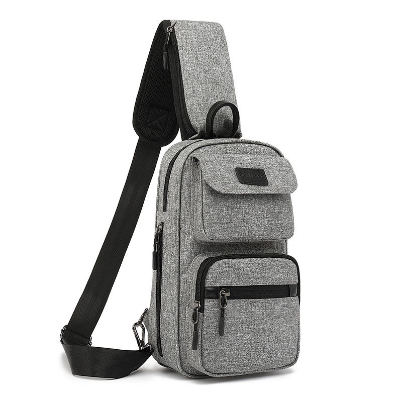 Túi Crossbody Custom Zipper Closure Casual với màu xám đen